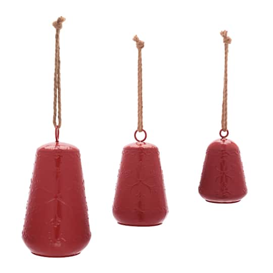 Melrose Red Iron Bell Ornaments Set